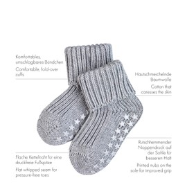FALKE Unisex Baby Catspads Cotton Stopper Socks Non-Slip Nubs on the Sole Comfortable Skin Friendly Flat Seam Against Pressure Points Plain Breathable Sustainable Cotton 1 Pair, Grey Light Grey
