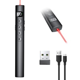Rechargeable Presentation Clicker with Laser Pointer for Powerpoint Presentations Powerpoint Clicker Remote Wireless Presenter Presentation Clicker Power Point Clicker Wireless(Black)