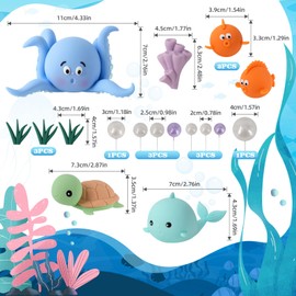 17 PCS Under the Sea Cake Decorations Ocean Animals Cake Topper with Cake Balls Decorations for Under the Sea Theme Boys Girls Baby Shower Birthday Party Supplies