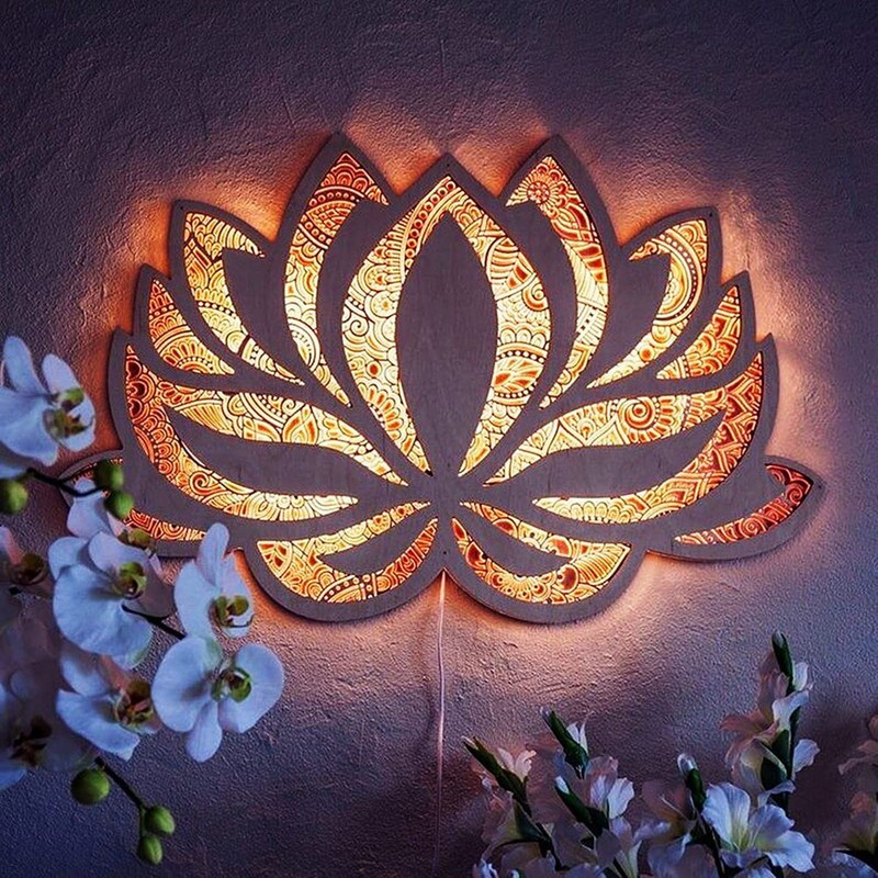 Lotus Flower Mandala Lamp Lotus Shape Night Light Decorative Flower