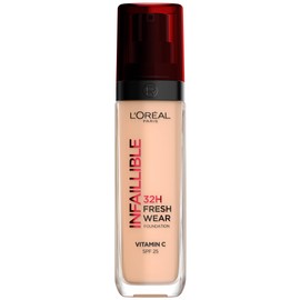 L'Oréal Paris makeup, waterproof and long-lasting liquid foundation with SPF 25, Infaillible 32H Fresh Wear makeup, No. 110 rose vanilla, 30 ml