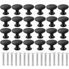 KAHEIGN 24Pcs Round Cabinet Knobs, 30mm Matted Black Mushroom Drawer