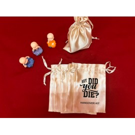 BIG EVENTS Set of 10 hangover recovery kit bags wedding favor kit bag bachelorette party - Bachelor Survival Kit Party Bag - Drawstring Favor Bags - 5 * 7 Inches But did you die Satin