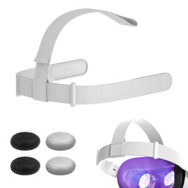 Head Strap for Oculus Quest 2, Adjustable Headband Replacement for Meta Quest 2 with 4 Thumb Grip Caps for Enhanced Comfort Support and Gaming Immersion