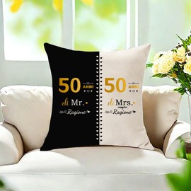 Hasodeo 50. Hochzeitstag Geschenke Kissenbezug 45x45 Lustiges originelles Dekokissen Geschenke für 50 Jahre Hochzeit Frau und Ehemann, Paar 50. Jahrestag Geschenk Souvenir (50)