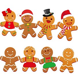 Winter Christmas Mini Gingerbread Cut-Outs Versatile Classroom Decoration Gingerbread Cut-Outs with Glue Point Dots for Winter Bulletin Board Classroom School Christmas Party, 5.9 x 5.9 Inch (80 Pcs)