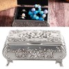 Retro Zinc Alloy Metal Stereoscopic Rose Carved Jewelry Box Ring