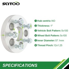 SCITOO 2X 5 Lug 1" Wheel Spacer Adapters 5x100mm to 5x100mm 57.1mm fit for 1990-2014 for Legacy