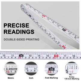 HAUTMEC 16Ft Tape Measure 3PCS with Fractions 1/8, Multi-Catch Hook Retractable Measuring Tools, Heavy Duty Green Compact Case for Construction, Carpenter, Professionals HT0314-3PC