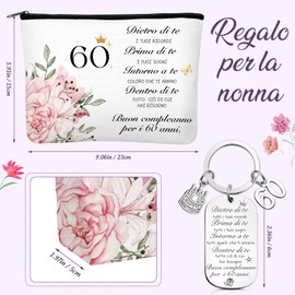 Xuniea 60th Birthday Gift for Women Cosmetic Bag for Women Socks and Keychain Gift Ideas for Women Wife Mom Grandma Daughter Sister Girlfriend Teen (Number 60), As shown in the picture, Number 60