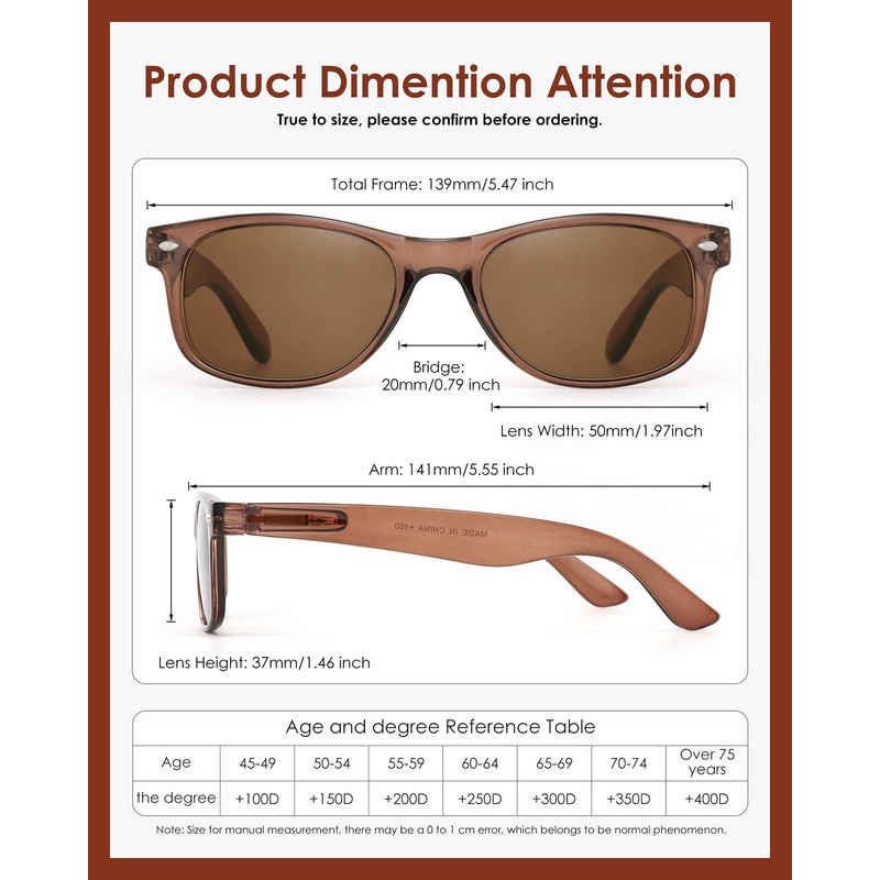 2 Pack Reader Sunglasses for Men Women Classic Rectangle Reading