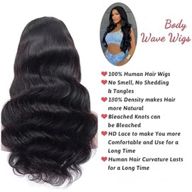 22 Inch Body Wave Human Hair Wig Lace Front Wigs Human Hair for Women 180% Density Glueless Wig Human Hair Natural Color