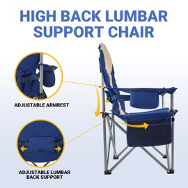 KingCamp KC2008 USCK Camping Chair, Oversized, 2 Pack-Navy/Beige