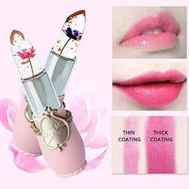 Barra de Labios que Cambia de Color, Barra de Labios de Maquillaje de Flor de Gelatina de Cristal Transparente Humectante con Humedad de Larga Duración para (Tubo de polvo - 02