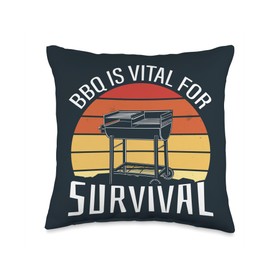 BBQ Is Vital For Survival Sunset Grill Throw Pillow