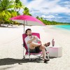 Costway Portable Beach Umbrella Chair w/Hexagonal Parasol Comfy Armrest Breathable