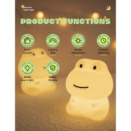 WANIDEA Dinosaur Baby Night Light, Rechargeable Nursery Night Light, Wireless Charging Silicone Material,Cute Decor Gifts,Girls Room Decor