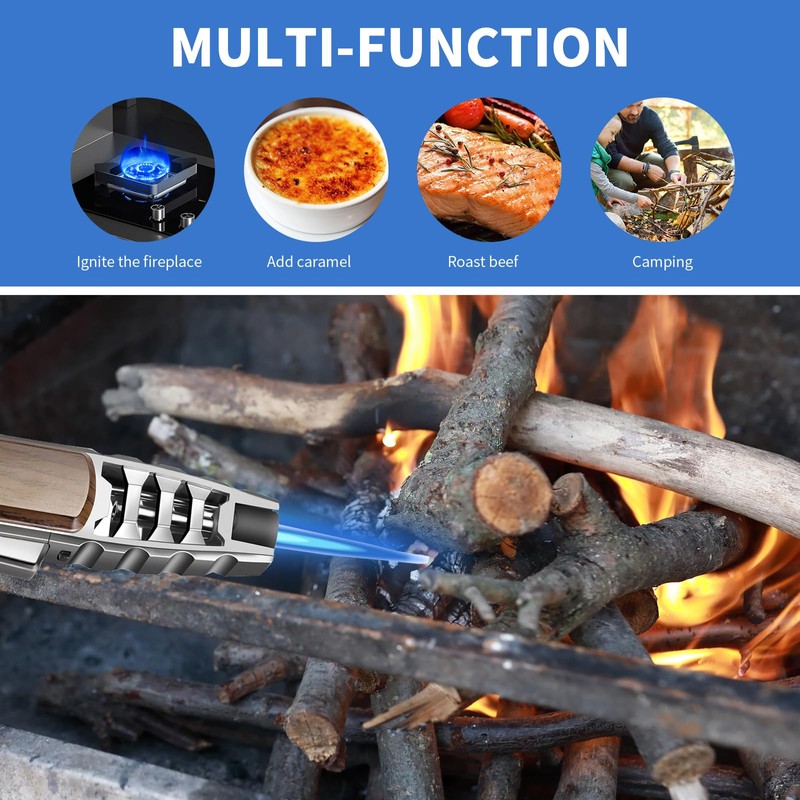 Butane Torch Lighter,Windproof Refillable Kitchen Cooking Torch,Adjustable Flame Solar Beam