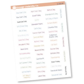 Mini US Holiday Planner Stickers | Special Days To Remember Labels | fits Hobonichi Cousin | F17 Print | S-059 (Muted Rainbow)