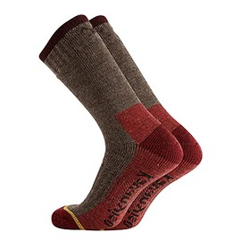 KAVANYISO Men's Merino Wool Hiking Socks Breathable Athletic Crew Thicken (US MEN 1Pair, 1Pair RedYellow)