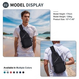 SUIKIHUM Small Sling Bag, Water Resistant 11 Inch Crossbody Chest Bags Oxford Daypack Backpack with Headphone Jack with Anti-theft Pocket for Men Women (Dark Gray)