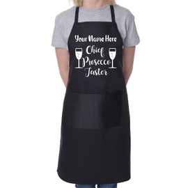 Print4U Customise This Apron Chief Prosecco Taster Any Name Here BBQ Cooking Black