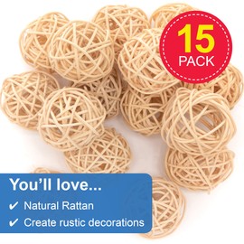 Baker Ross FC216 Natural Rattan Balls - Pack of 15, Natural Craft Supplies for Kids, Alternative Craft Materials to Decorate Arts and Crafts Projects