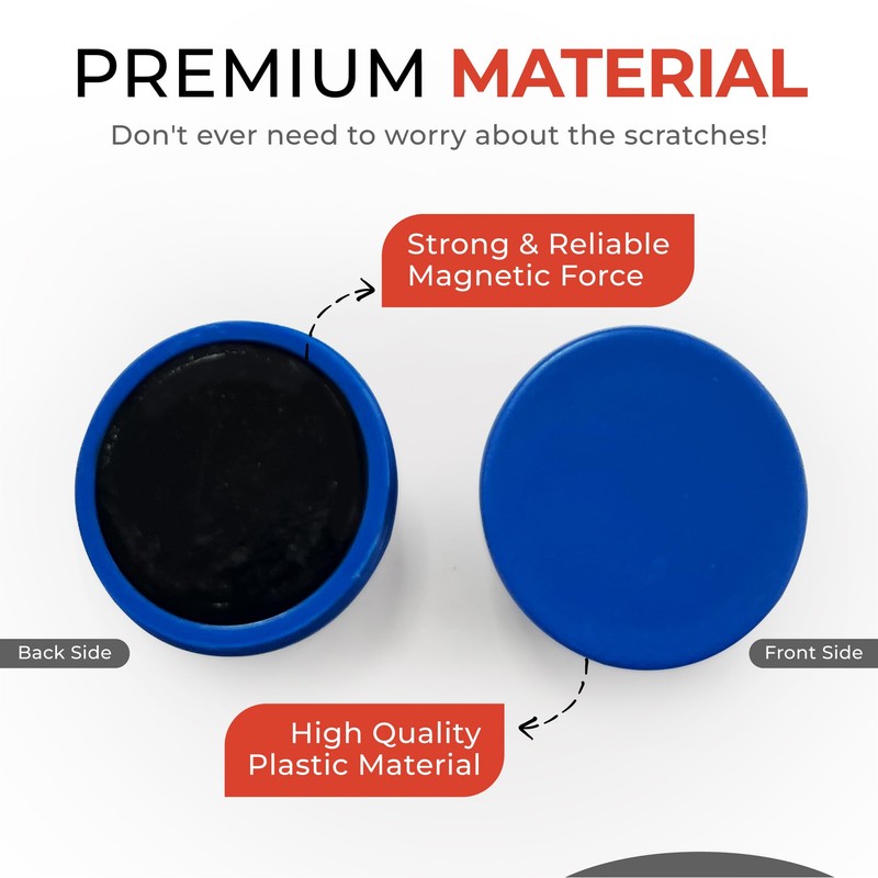 Pack of 12 Black Round Flat Magnets - 24mm Whiteboard