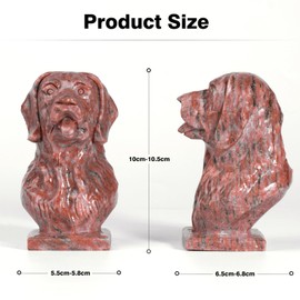 mookaitedecor Hand Carved Natural Sesame Red Stone Dog Figurine Sculpture Animal Ornament for Home, Indoor Dog Bust Art Statue Novelty Gift for Dog Lover Collectible Figurine Red Room Decor
