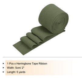 PATIKIL Cotton Twill Tape 2 Inch 5 Yards Cotton Ribbon Bias Binding Tape Herringbone Webbing Trim for Sewing Gift Wrapping Craft DIY Army Green