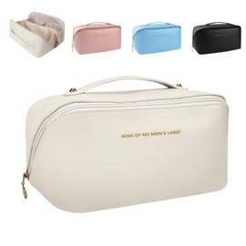 Bolsa de Cosmticos de Viaje, Bolsa de Maquillaje de Cuero Impermeable, Neceser Cosmetiquera Mujer, Makeup Bag de Viaje Porttil, Estuche para...       