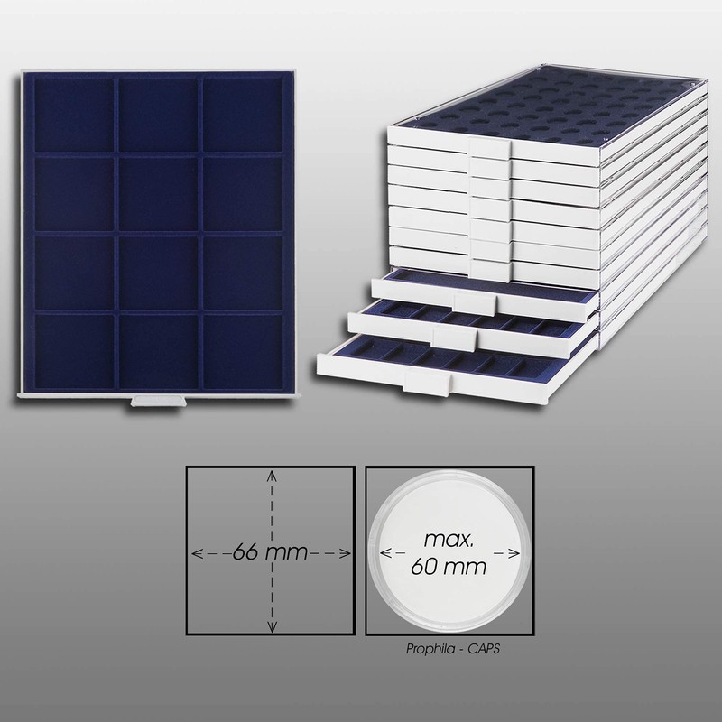 Prophila Coin Box Gray 12 Angular compartments for Coins up