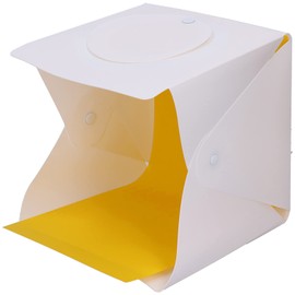 Mini Ring Photo Lightbox, Folding Studio Tent Photography Softbox 144 LED Light Box Adjustable Brightness with 6 Backdrops for Small Size Item