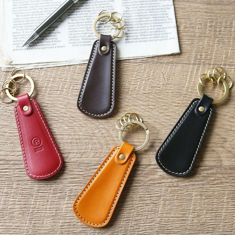 Polcolosso Shoehorn Key Ring, Original Tochigi Leather, Made in Japan,