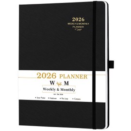 2026 Planner - 2026 Planner Weekly and Monthly, JAN 2026 - DEC 2026, Calendar Planner with Hardcover,Thick Paper, Back Pocket, Notes Pages, Pen Loop (9" x 11") - Black