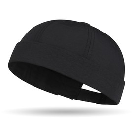 Quick Dry Brimless Hat for Men Women Ultra-Thin Breathable Rolled Cuff Docker Cap Harbour Beanie Hats Landlord Hat K338 Dark Gray