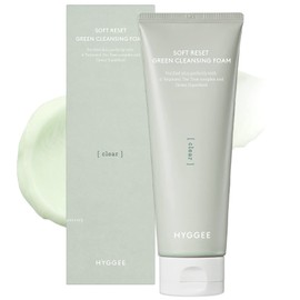 HYGGEE Soft Reset Green Cleansing Foam - Gentle Face Wash with Tea Tree Extract - Ultra Micro Bubbles Mild Facial Cleanser for Sensitive Skin- Soothes & Moisturizes Irritated Skin, 5.07oz.