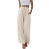 Himosyber Women Cotton Linen Pants Wide Leg High Waist Flowy