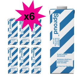 SPROUD Dairy Free Milk UNSWEETENED Flavor, Vegan Milk with Plant-Based Pea Protein, Shelf Stable Non-GMO, 1 Liter (Pack of 6)