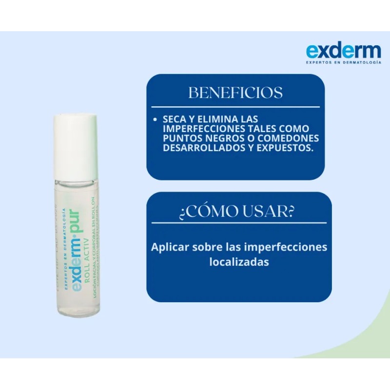 Exderm Pur Roll Activ 10 Ml Tipo de piel Grasa