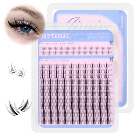 JIMIRE Manga Lash Clusters Wispy 140Pcs Fairy Eyelash Clusters with Bottom Lashes D Curl Cluster Lashes Eyelash Extensions 8-18MM Natural Individual Lashes Wet-Look Invisible Band Lash Extension