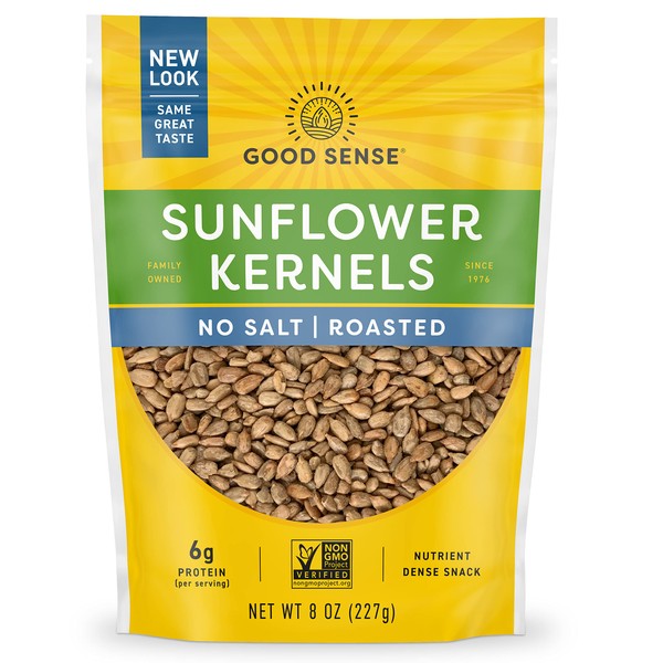 Good Sense Sunflower Kernels (shelled sunflower seeds), Roasted No Salt, Non-GMO, All Natural, 8OZ (8-Ounce) Resealable Bag (Pack of 12)