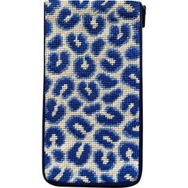 Stitch & Zip Eyeglass Case Needlepoint Kit- Navy Leopard