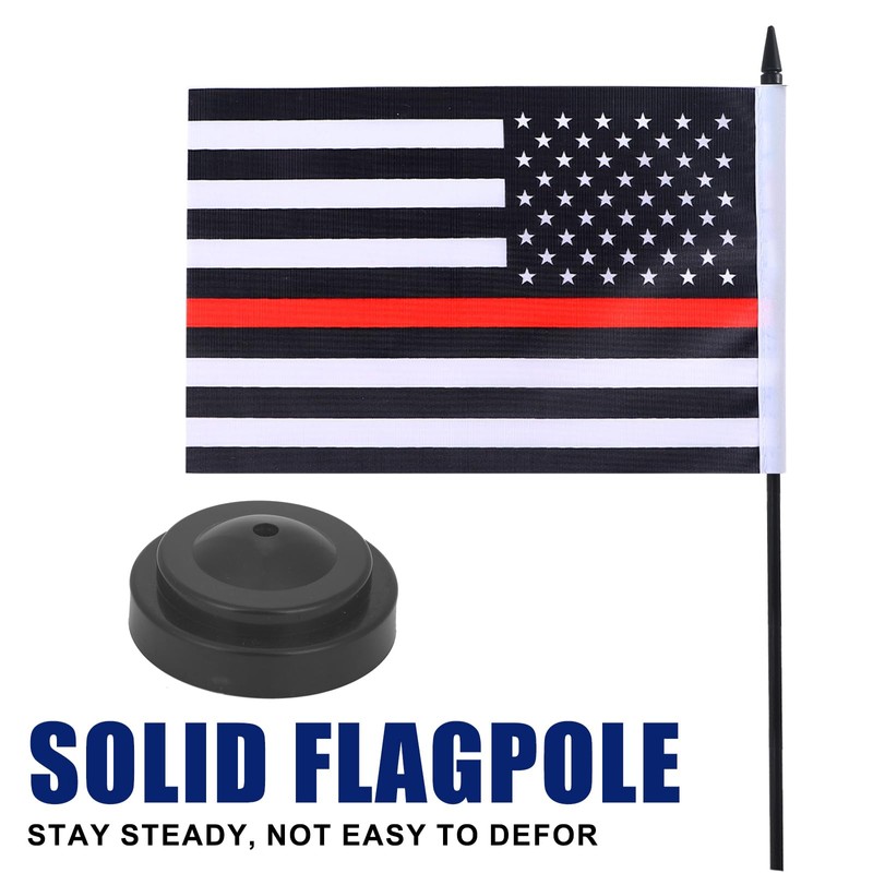 JBSJBS USA Thin Red Line Desk Flag 12" Solid Pole