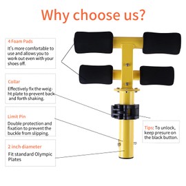 Fitarc Tib Bar, Tibialis Trainer, Tibia Dorsi Calf Raise Machine, Knees Over Toes Equipment for Strengthening Calves/Shins/Ankles, Yellow, Fits 2" Olympic Weight Plates