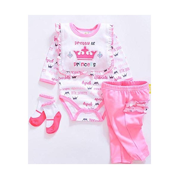 Pedolltree Reborn Baby Doll Clothes Girl Doll Clothing Outfit Accessories 4 Pices Sets for 20-23 Inches