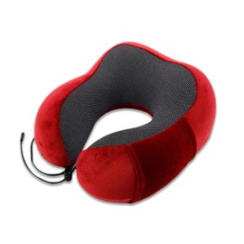 FANDARE Nackenkissen Reisekissen aus Memory-Schaum Neck Pillow Damen Herren Jugendliche Nackenhörnchen Nackenstützkissen Kissen mit maschinenwaschbar für Flugzeug/Auto/Zug Reisen,Zuhause,Büro rot