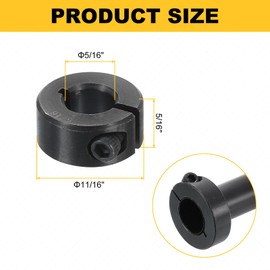 uxcell 2pcs Single Split Shaft Collar 5/16" Bore One-Piece Clamping Collar, 11/16" OD, 5/16" Thickness, Black Oxide Steel Set Screw Lock Collar Clamp