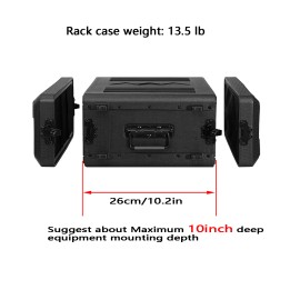 ROOMEDAL Waterproof DJ Rack Mount Case 4U Shockproof Audio Mixer Amp Box 2025 New - 6U-Depth: 10 inches
