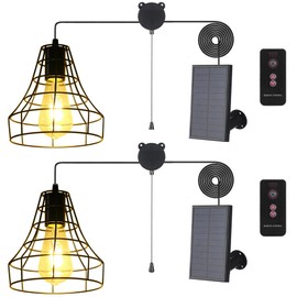 YUMAMEI Solar Pendant Lights, Solar Powered Shed Light with Pull Cord